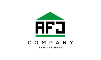 AFJ three letter house for real estate logo design