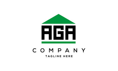 AGA three letter house for real estate logo design