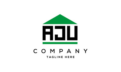 AJU three letter house for real estate logo design