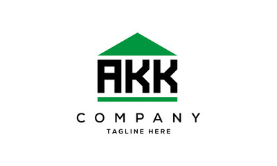 AKK three letter house for real estate logo design