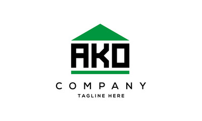 AKO three letter house for real estate logo design