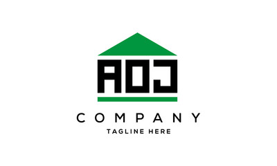 AOJ three letter house for real estate logo design