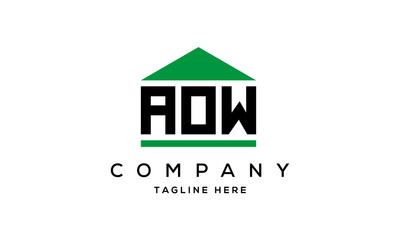 AOW three letter house for real estate logo design