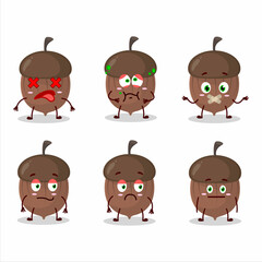 Acorn cartoon in character with nope expression