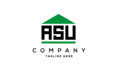 ASU three letters house for real estate logo design