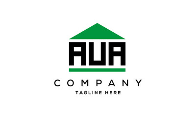 AUA three letters house for real estate logo design