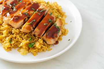 grilled sweet and chilli chicken with curry rice