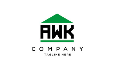 AWK three letters house for real estate logo design