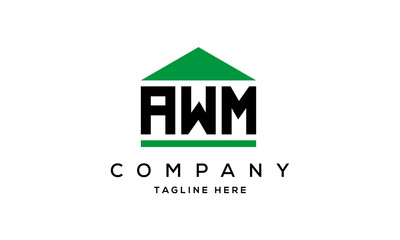 AWM three letters house for real estate logo design
