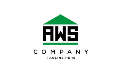 AWS three letters house for real estate logo design