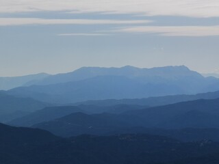 mountain blue many in autumn before first rain in arta perfecture greece