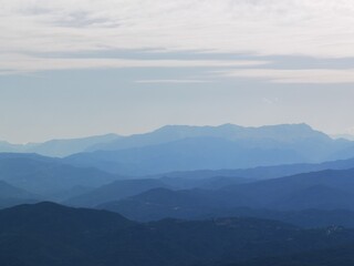mountain blue many in autumn before first rain in arta perfecture greece