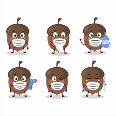 A picture of acorn cartoon design style keep staying healthy during a pandemic