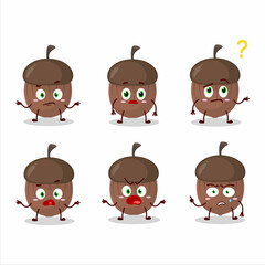 Cartoon character of acorn with what expression