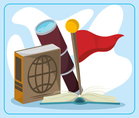 geography book and marker