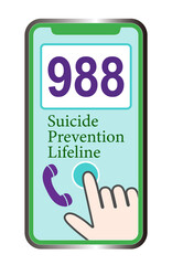 988 Graphic with a suicide prevention phone as a motif - obrazy, fototapety, plakaty