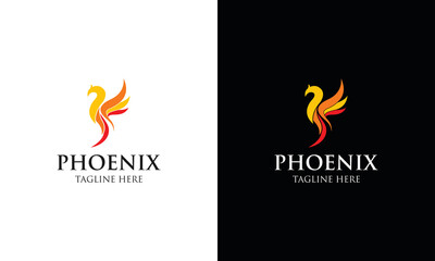 Flying Phoenix Fire Bird abstract Logo design vector template. Dove Eagle Logotype concept icon.