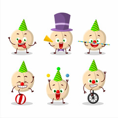 Cartoon character of macadamia with various circus shows