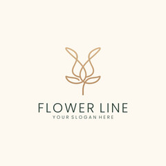 flower logo with line art style