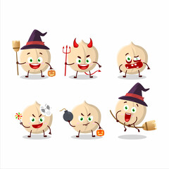 Halloween expression emoticons with cartoon character of macadamia