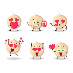 Macadamia cartoon character with love cute emoticon