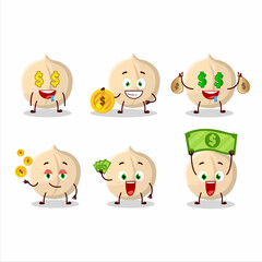 Macadamia cartoon character with cute emoticon bring money