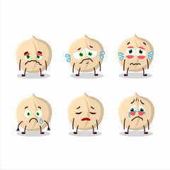 Macadamia cartoon in character with sad expression