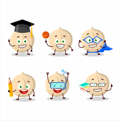 School student of macadamia cartoon character with various expressions
