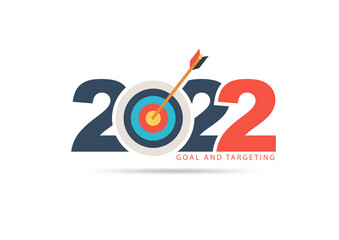 Fototapeta premium Logo 2022 new year with creative target market ideas concept design, Vector illustration modern layout template