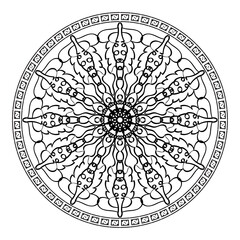 Circular pattern in the form of mandala with flower for henna mandala tattoo decoration