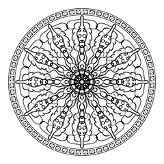 Circular pattern in the form of mandala with flower for henna mandala tattoo decoration