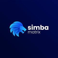 Vector Logo Illustration Lion Gradient Colorful Style.