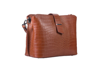 Women's leather bag on a white background. Isolated