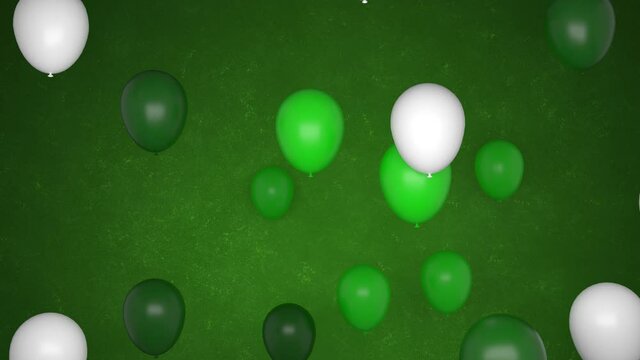 Animation of white and green festive balloons for the St. Patrick's Day