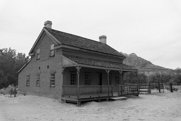 old ranch house black and white