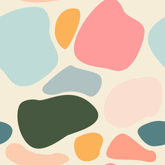 Hand drawn various shapes theme vector seamless pattern. Contemporary modern trendy vector illustrations. Pastel colors. vector