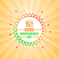 15th August Indian Independence Day concept logo, Stamp, Signs, Symbols Vector festival illustration as poster, greeting card, postcard, card, invitation template.