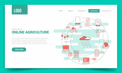 online agriculture concept with circle icon for website template or landing page homepage