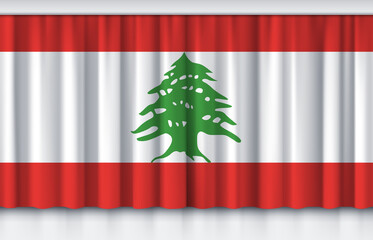 Flag of Lebanon on silk curtain, stage performance event ceremony show illustration