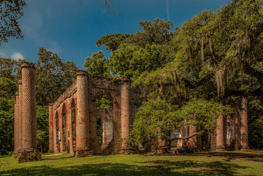 Brick ruins old church 