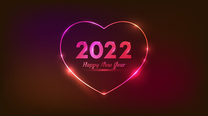 2022 Happy New Year neon background