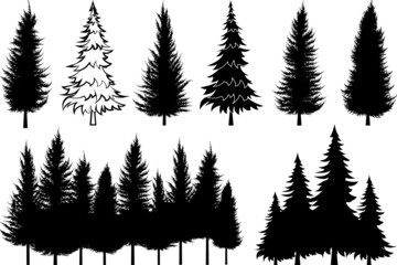 Fototapeta Pine Trees SVG Cut Files | Pine Trees Silhouette | Christmas Trees Svg | Forest Svg | Forest Line Svg Cut File | Pine Trees Bundle obraz