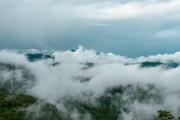 mountains with clouds in a tropical forest