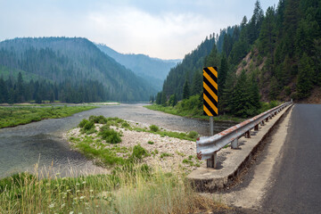 Bridge at the convergence of the Selway, Lochsa, and Middle Fork Clearwater rivers in Idaho, USA