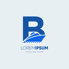 Letter B Ship Logo Design Vector Icon Graphic Illustration Emblem Background Template