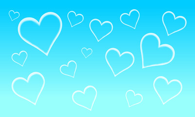 Heart Pattern Blue Gradient Background