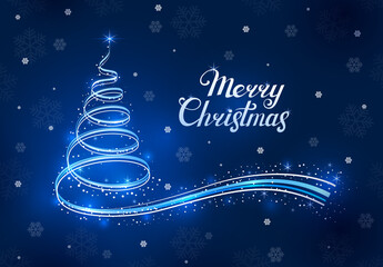 Christmas background with abstract shining Christmas tree. Vector illustration