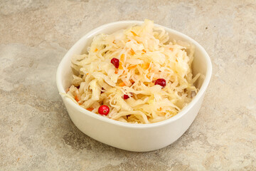 Sauerkraut with cranberry in the bowl