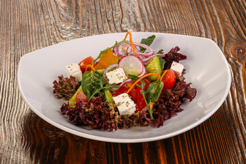 Traditional Greek salad with feta cheese