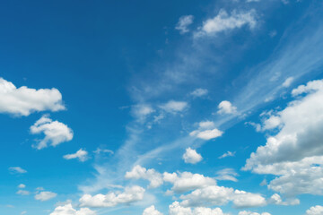 Naklejka na ściany i meble Blue sky and white clouds. Bfluffy cloud in the blue sky background